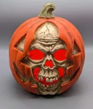 Pumpkin Jack-o'-lantern Skull Face Lighted Halloween Decor