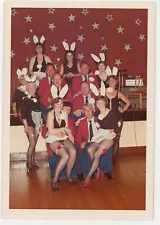 Brilliant Colour Snapshot of Group of Swingers with Playboy Bunny Ears Butlins