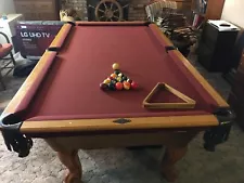 AMF Playmaster Oak Pool Table 8 Sticks W/Stick Rack And Balls Good Condition 8'