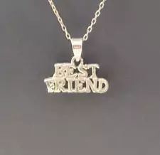 LOVELY 925 SILVER NECKLACE 17" "BEST FRIEND" LOVE FRIENDSHIP UNITY 1728