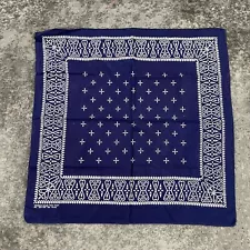 VTG Bandana Handkerchief Western Cowboy Biker Blue Made In USA Washfast RN 14193