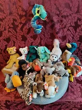 Seventeen various beanie babies with tags valuable ones No issues all good to go