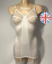 Classic Corselette / Full Girdle / Body Briefer 6 Strap WHITE - NYLONZ UK