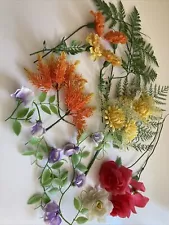 Assorted Lot of Vintage 1950s 60s Plastic Flowers & ferns