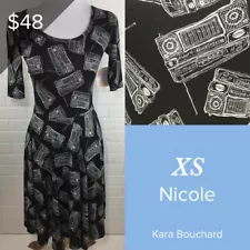 LulaRoe SALE - Nicole Dress - XS - Black w/ Stereos