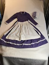 Handmade Prairie Pioneer Girls Costume Dress Apron Bonnet Size Small READ