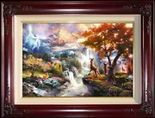 Thomas Kinkade Disney Bambi's First Year S/N 24x36 Framed Limited Canvas Oil