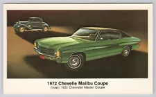 1972 Chevelle Malibu Coupe 1933 Chevrolet Master Coupe Advertisement Postcard V*