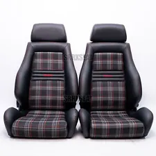 【1 PAIR!】AUTHENTIC RECARO LSB VW GTI RED TARTAN Very Good Condition