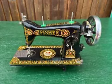 Vintage SINGER FISHER Sewing Machine Antique With Original Black Gold Finish!