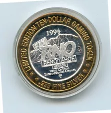 1994 $10 Reno/Tahoe Cannon International Airport .999 Fine Silver Casino Token