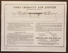 GIBBS CROSS CUT SAW JOINTER Directions " COPY " Simonds Saw & Steel Co. Sharpen