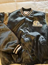 Vintage RARE NFL NEW ORLEANS SAINTS Satin Bomber Jacket Mens ( Size L ) !