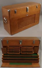 Lrg Vintage Gerstner 13 Drawer Model 62 Oak Journeyman Machinist Tool Box Chest