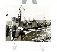 WW2 Era Photo U.S. Naval Ship Sailors On Both Ships Replenishing At Sea