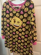 EMOJI girls Pajamas Pjs Sleepwear Dress Clothing Size L 14/16 Black Pink Yellow