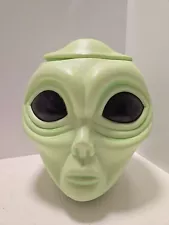 Vintage Alien Pops Candy Green Head Countertop Display Jar Blow Mold Halloween