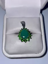 ESTATE Solid Sterling Silver Rough Natural Emerald Green Peridot Pendant