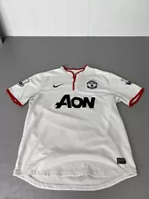 Manchester United Jersey Mens Large White Soccer Futbol Rooney Barclays Aon Nike