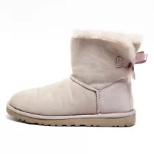 Auth UGG Mini Bailey Bow 1005062 Pink Gray Mouton - Women's Boots