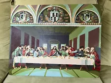 Vintage Last Supper Jesus Paint By Number Painting 16x20 Green