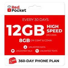 $16.25/Mo RedPocket Prepaid Plan: UnImtd Everything, GSMA 12GB(GSMT & CDMA 8GB)