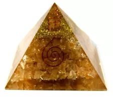 Huge 98mm Golden Citrine Orgonite Orgone Pyramid Energy Reiki Charged Generator