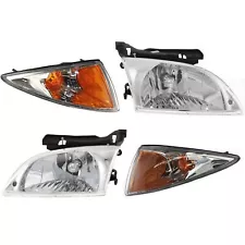 Headlight Set For 2000-2002 Chevrolet Cavalier with Corner Lights Left and Right