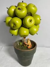 Clay Potted Artificial Decorative Green Apple Tree