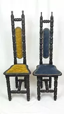 RESERVED Jacobean Spanish Hall Prayer Chairs Vintage Mexico Antique 1900s Gothic