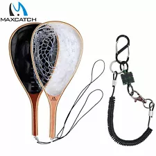 Maxcatch Fly Fishing Landing Net Trout Net Wooden Frame with Rubber Netting