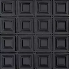 FROM PLAIN TO BEAUTIFUL IN HOURS Ceiling Tile 24.25"x24.25" Black Tin Style