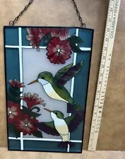 Stained Glass Window Art Panel Hummingbird Windows Glass Piece 16” X 10”