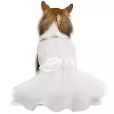 Dog Dress, Dog Wedding Dress for Medium Dogs, Bowknot Dog Dress XX-Large White