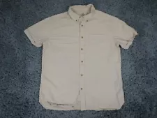 New ListingFlint & Tinder Shirt Men Large Beige Cotton Linen Blend Button Down Short Sleeve