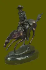 Frederic Remington Cowboy on Horse Art Deco Western Bronze Sculpture Statue Sale