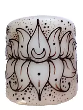 Candle - Henna Work, Lotus, 3.5 Inches High, 3 Inch Diameter