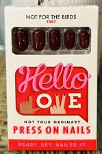 Hello Love Press On Nails Deep Red Glitter Not For The Birds ð