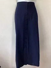 Brilliant Bodies Womens Navy Blue Front Button Up Maxi Skirt Size 16