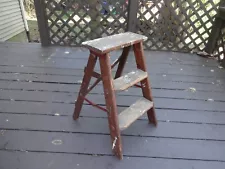 Wood Step Ladder 22 1/2" Primitive Rustic Farmhouse Decor Plant Stand Display