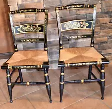 New ListingAuthenic Hitchcock Chair Black & Gold stencil with Caned Seat Nichol Stone