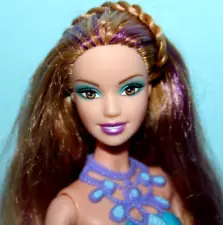 Kayla Barbie Doll Mermaids Tail Interactive Caramel Hair w Purple Streaks EUC