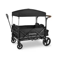 Wonderfold Wagon X4 Push Pull Quad Stroller 4 Seater Stealth Black Canopy