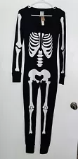 VICTORIA SECRET PINK SKELETON BLACK ONE PIECE THERMAL PAJAMAS/COSTUME NWT XS