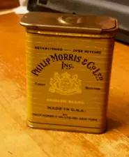 Vintage Philip Morris & Co. Ltd. Inc. Cigarette Tin w/Slide Open Top