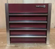 Matco Mini Collector Tool Box 4-Drawer Burgundy And Chrome Trim 8”x7.625”x5” EUC