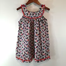 Lil Cactus Sleeveless Summer Dress 5T Red White Blue 4th of July Floral Ricrac