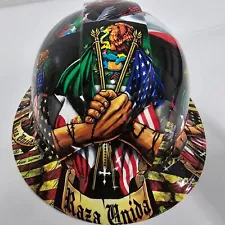 full brim hard hat custom hydro dipped IN MEXICAN ROOTS RAZA UNIDA USA PRIDE