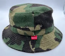 Supreme Vintage 1997 Wool Woodland Camo Bucket Crusher Hat M/L Made in USA