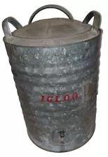 Vintage Igloo Heavy Duty 5 Gallon Galvanized Metal Water Cooler - Houston Texas